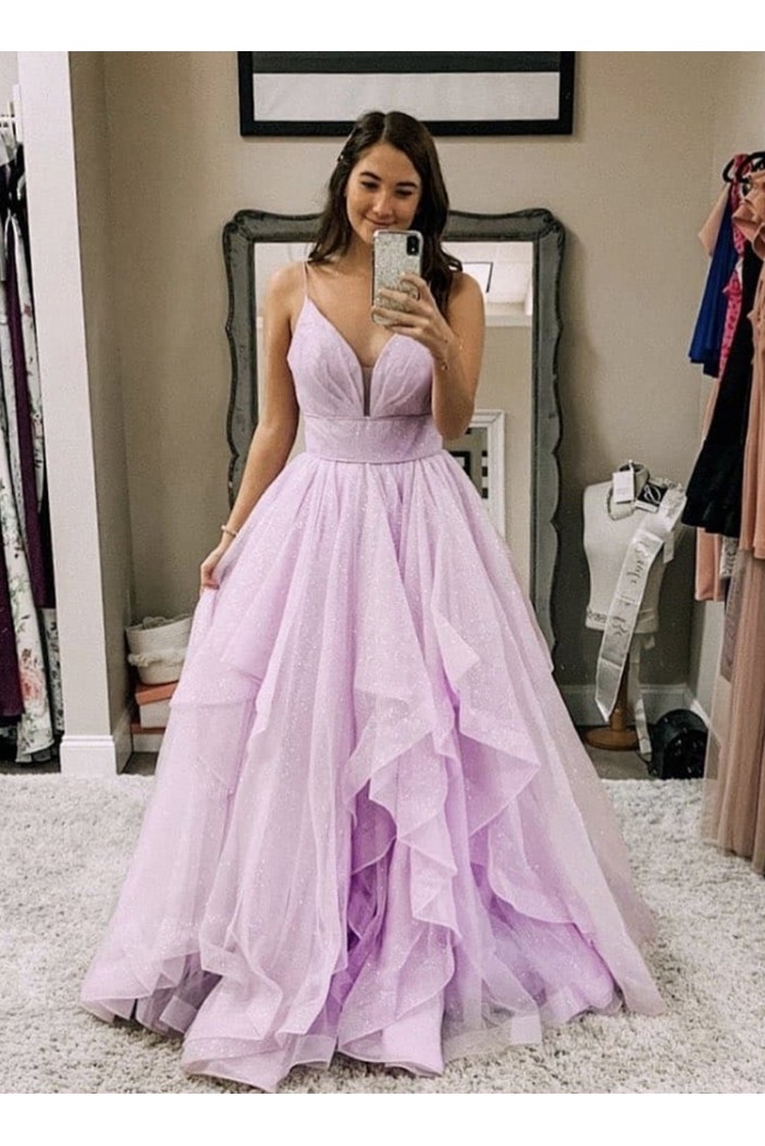 A-Line V-Neck Long Prom Dresses Formal Evening Gowns 6011015