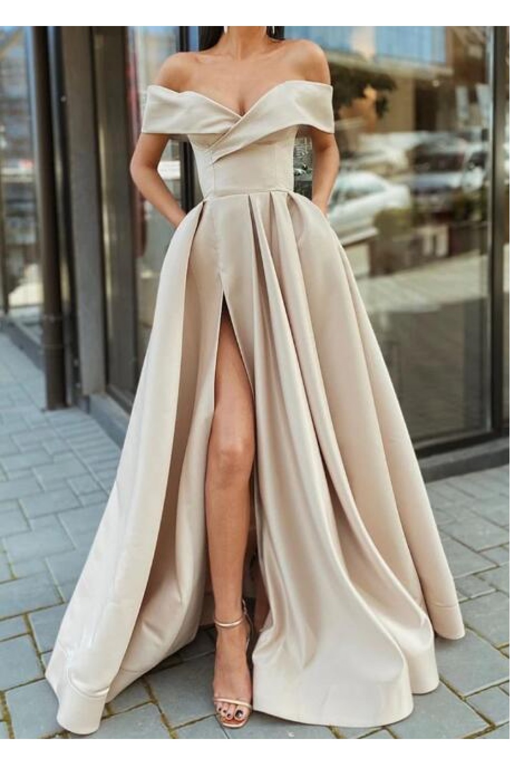 ALine OfftheShoulder Long Prom Dresses Formal Evening Gowns 6011043