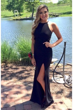 Long Black Mermaid V-Neck Prom Dresses Formal Evening Gowns 6011045