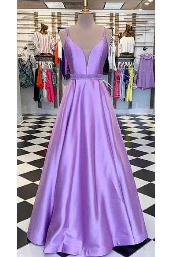 A-Line Spaghetti Straps Long Prom Dresses Formal Evening Gowns 6011077