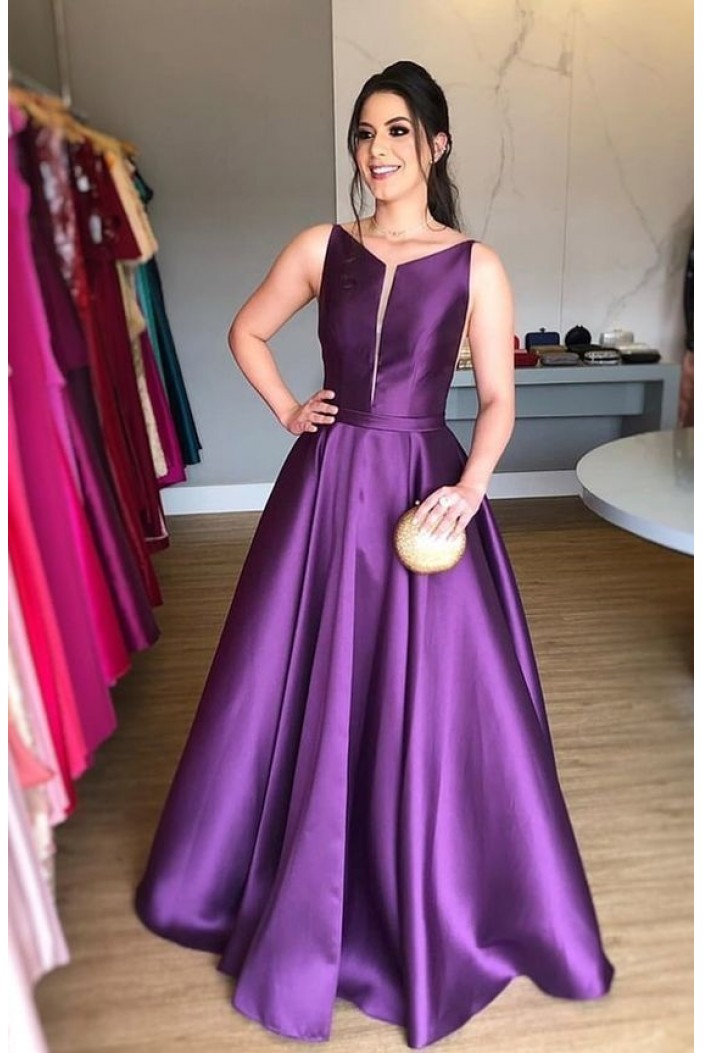 A Line Long Satin Prom Dresses Formal Evening Gowns 6011086 8416