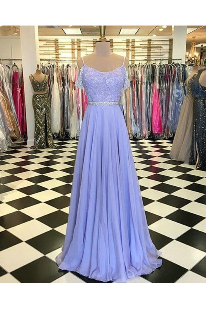 A-Line Beaded Lace Chiffon Long Prom Dresses Formal Evening Gowns 6011112