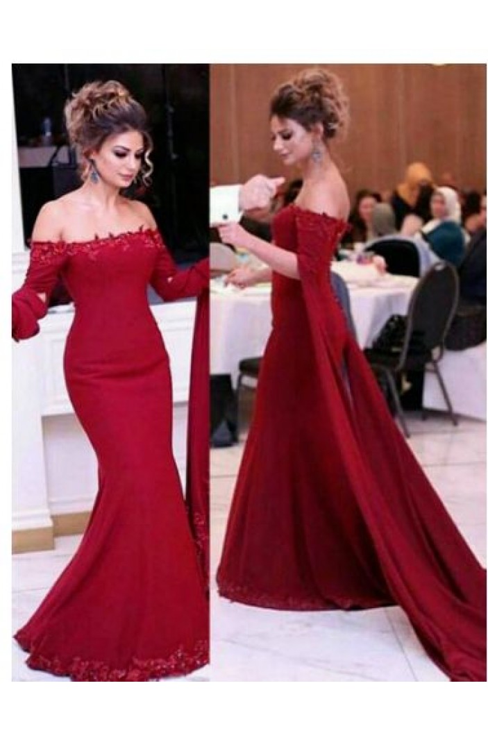 Mermaid Beaded Lace Off-the-Shoulder Long Prom Dresses Formal Evening Gowns 6011131