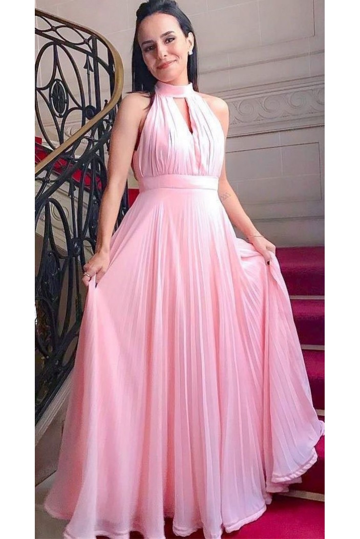 A-Line Chiffon Long Pink Prom Dresses Formal Evening Gowns 6011134