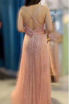 A-Line V-Neck Long Prom Dresses Formal Evening Gowns 6011139