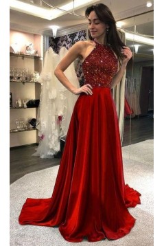 A-Line Beaded Long Prom Dresses Formal Evening Gowns 6011162