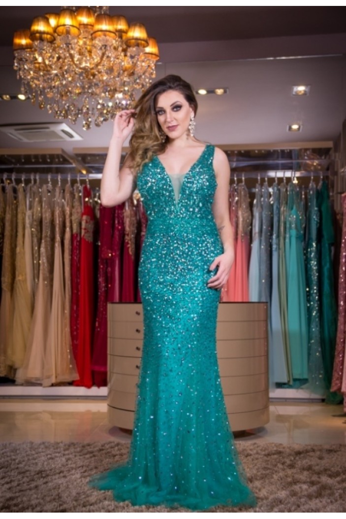 Mermaid Beaded Long Prom Dresses Formal Evening Gowns 6011171