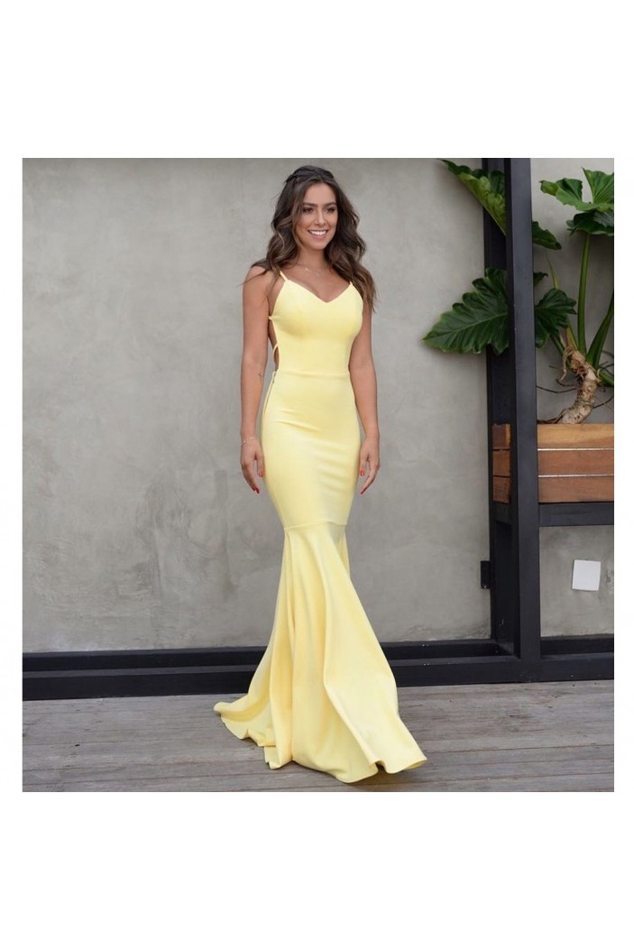 Mermaid Long Yellow Prom Dresses Formal Evening Gowns 6011195