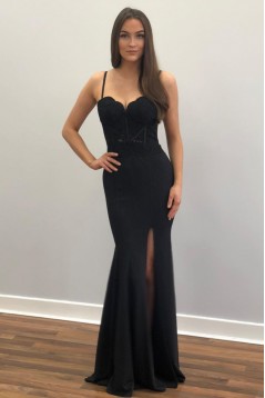 Long Black Lace Mermaid Prom Dresses Formal Evening Gowns 6011205