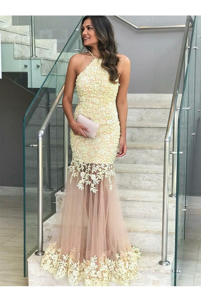 Mermaid Lace Long Prom Dresses Formal Evening Gowns 6011226