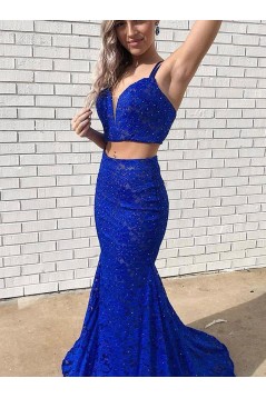 Mermaid Lace Two Pieces Long Prom Dresses Formal Evening Gowns 6011230
