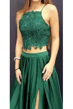 A-Line Two Pieces Long Prom Dresses Formal Evening Gowns 6011236