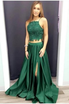 A-Line Two Pieces Long Prom Dresses Formal Evening Gowns 6011236