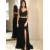 A-Line Two Pieces Long Black Prom Dresses Formal Evening Gowns 6011262