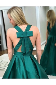 A-Line Long Green V-Neck Prom Dresses Formal Evening Gowns 6011276