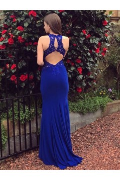 Mermaid Long Lace Royal Blue Prom Dresses Formal Evening Gowns 6011281