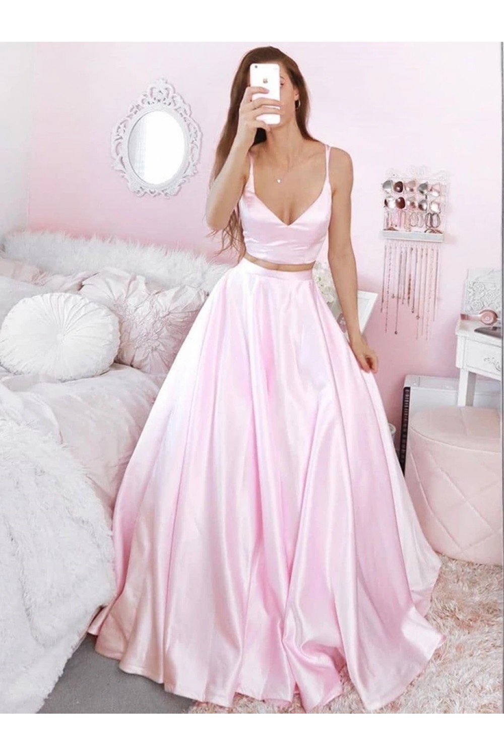 pink and silver evening gowns