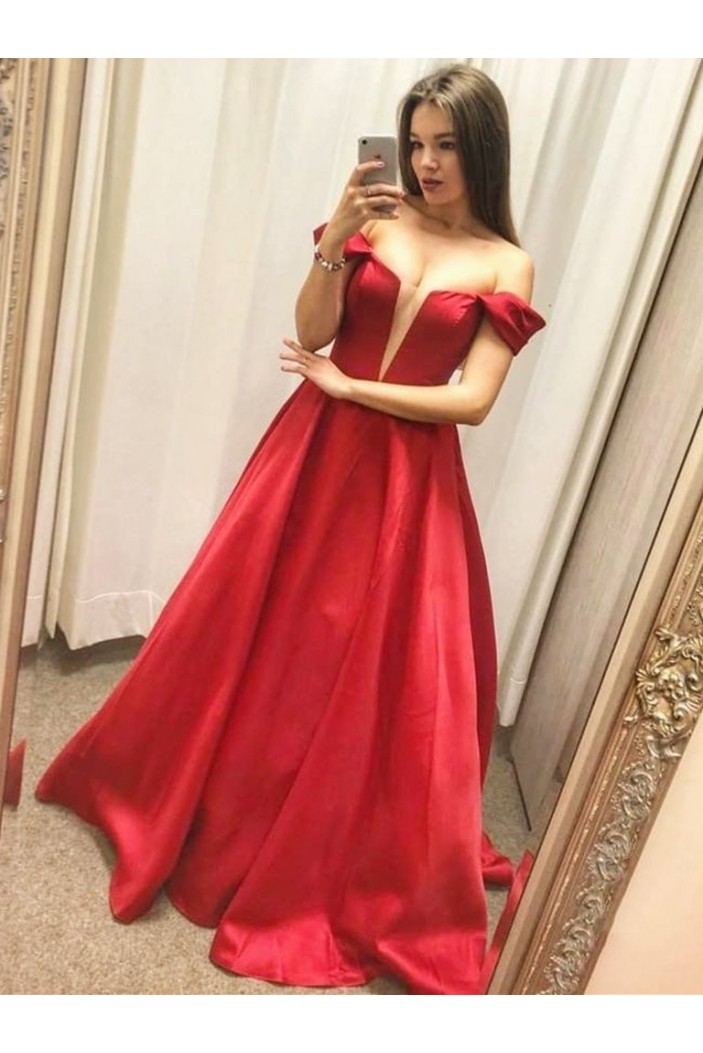 A-Line Off-the-Shoulder Long Prom Dresses Formal Evening Gowns 6011325