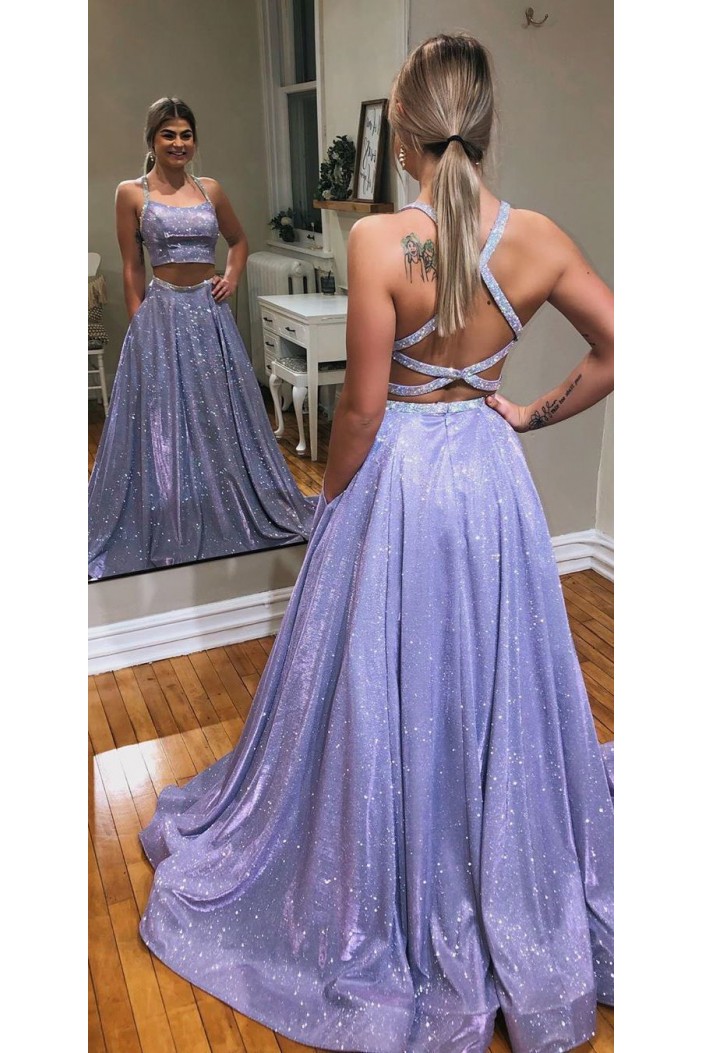 Two Pieces Sparkle Long Prom Dresses Formal Evening Gowns 6011381