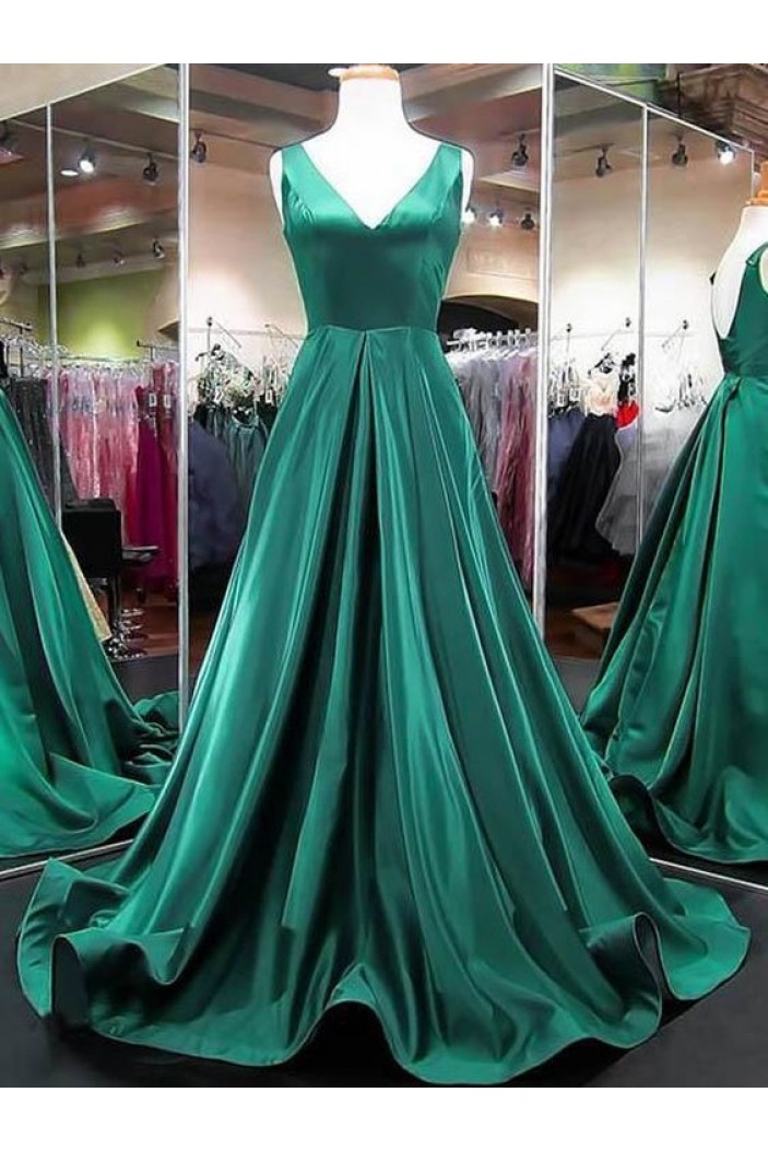 A-Line Long Green Prom Dresses Formal Evening Gowns 6011384