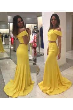Mermaid Off-the-Shoulder Two Pieces Long Prom Dresses Formal Evening Gowns 6011437