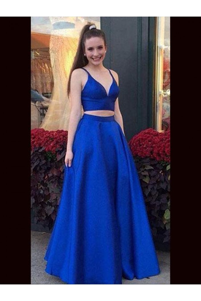 A-Line Two Pieces Long Prom Dresses Formal Evening Gowns 6011444