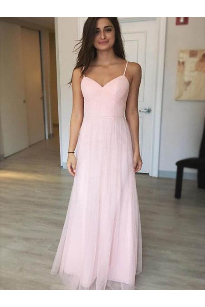 A-Line Long Pink Tulle Prom Dresses Formal Evening Gowns 6011447