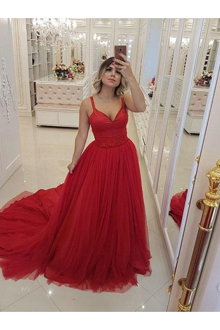 A-Line Long Red Long Prom Dresses Formal Evening Gowns 6011453