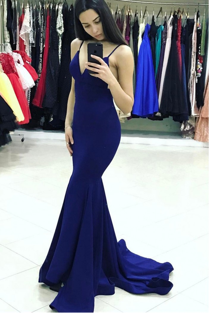 Mermaid V-Neck Long Prom Dresses Formal Evening Gowns 6011454