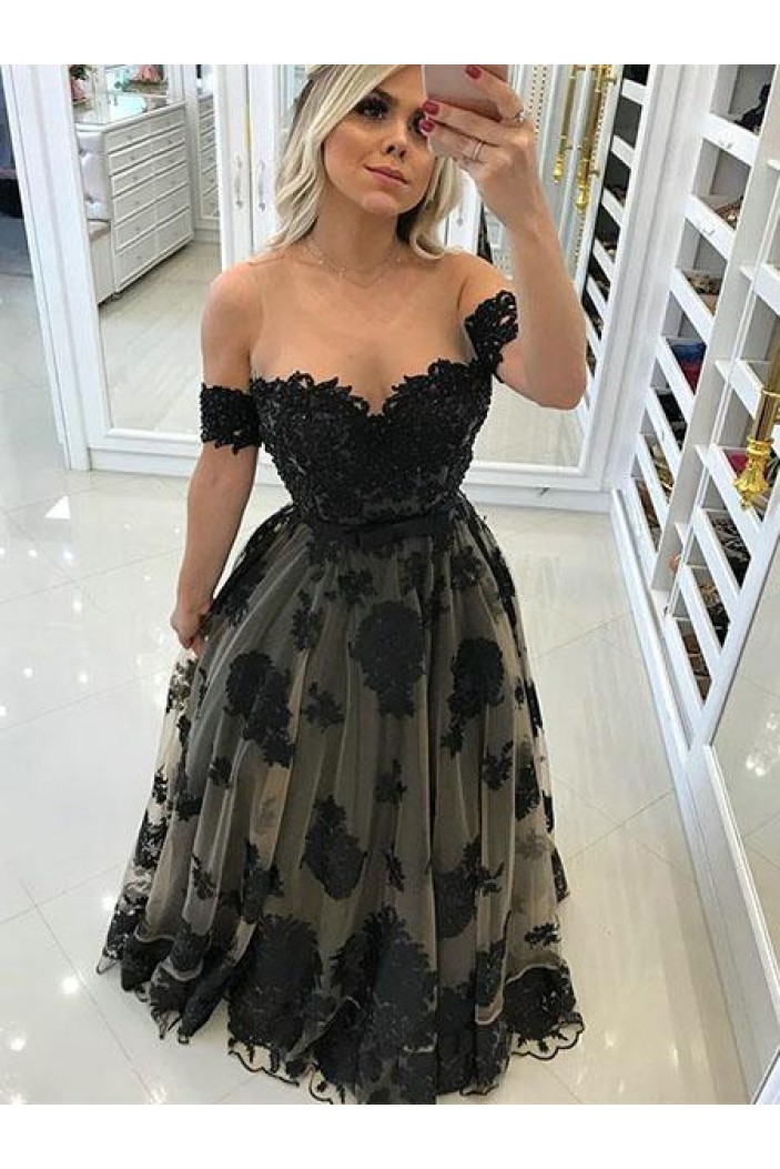 A-Line Lace Long Prom Dresses Formal Evening Gowns 6011456