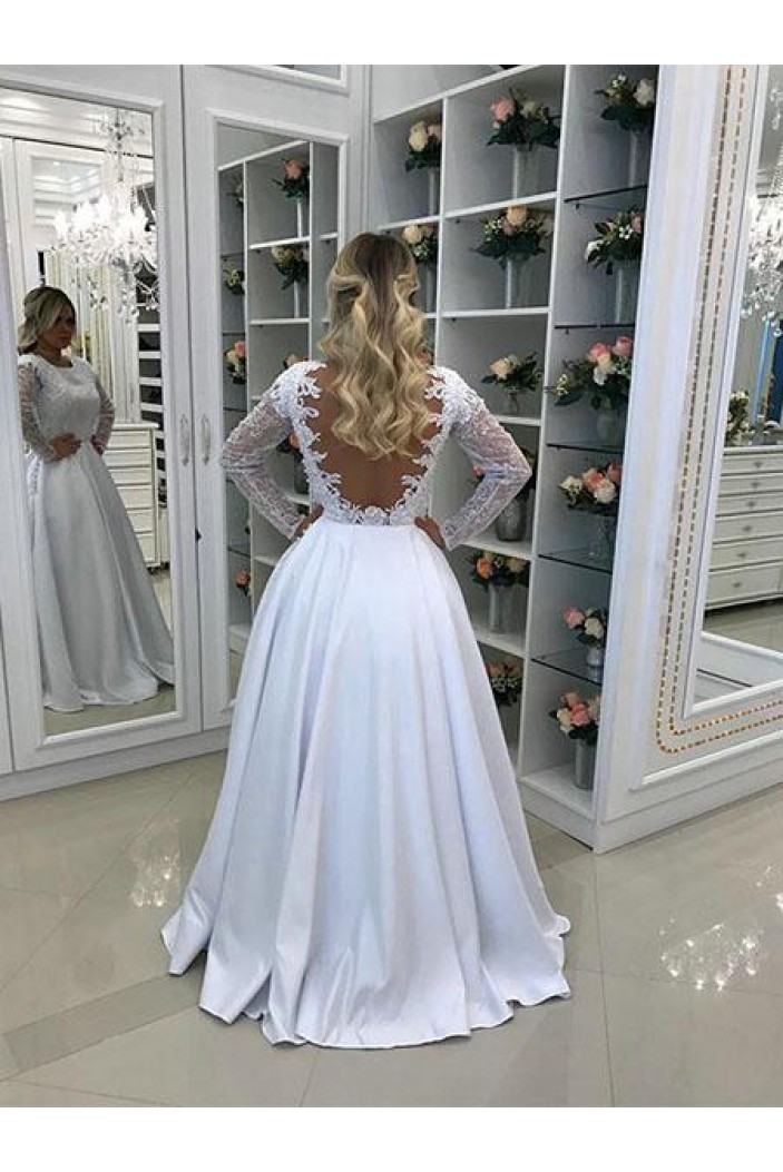 A-Line Long White Lace Prom Dresses Formal Evening Gowns 6011458