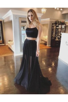 Long Black Two Pieces Prom Dresses Formal Evening Gowns 6011473