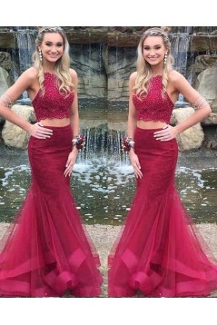 Mermaid Two Pieces Beaded Lace Long Prom Dresses Formal Evening Gowns 6011475