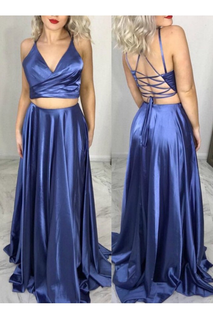 A-Line Two Pieces Long Prom Dresses Formal Evening Gowns 6011478