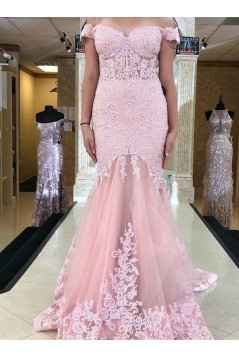 Mermaid Lace Off-the-Shoulder Long Prom Dresses Formal Evening Gowns 6011507