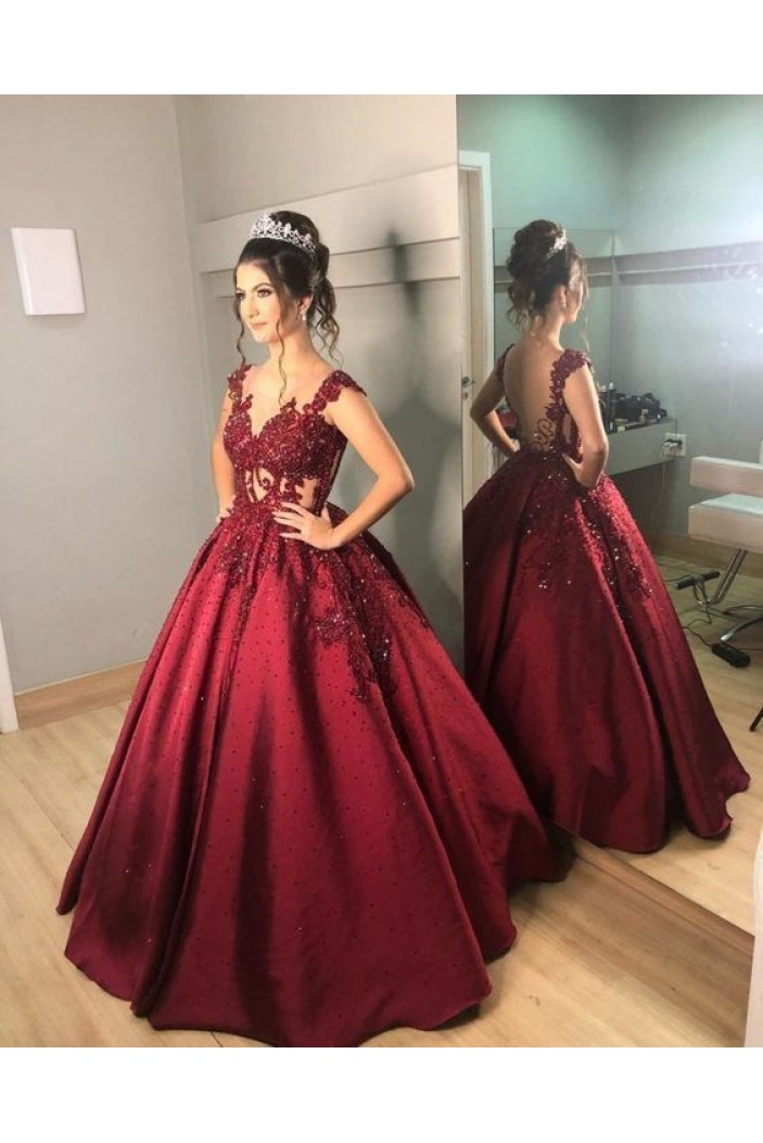 Ball Gown Beaded Lace Long Prom Dresses Formal Evening Gowns 6011534