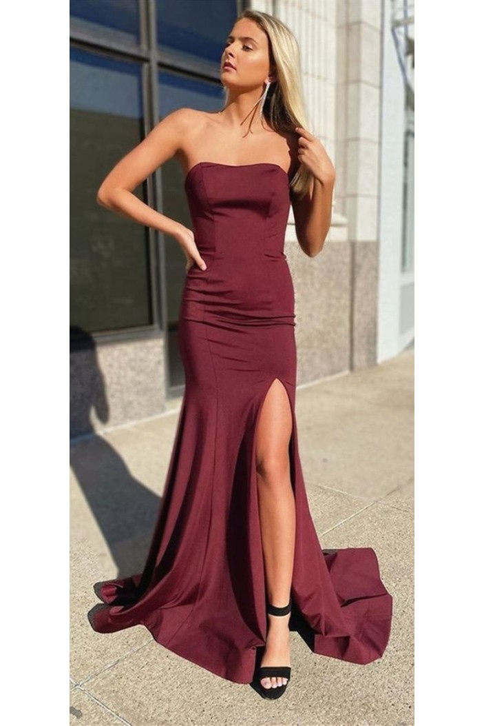 Mermaid Strapless Long Prom Dresses Formal Evening Gowns 6011535