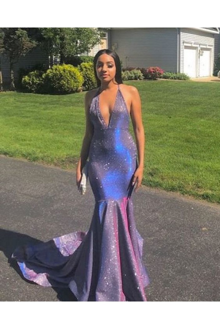 Mermaid V-Neck Long Prom Dresses Formal Evening Gowns 6011543