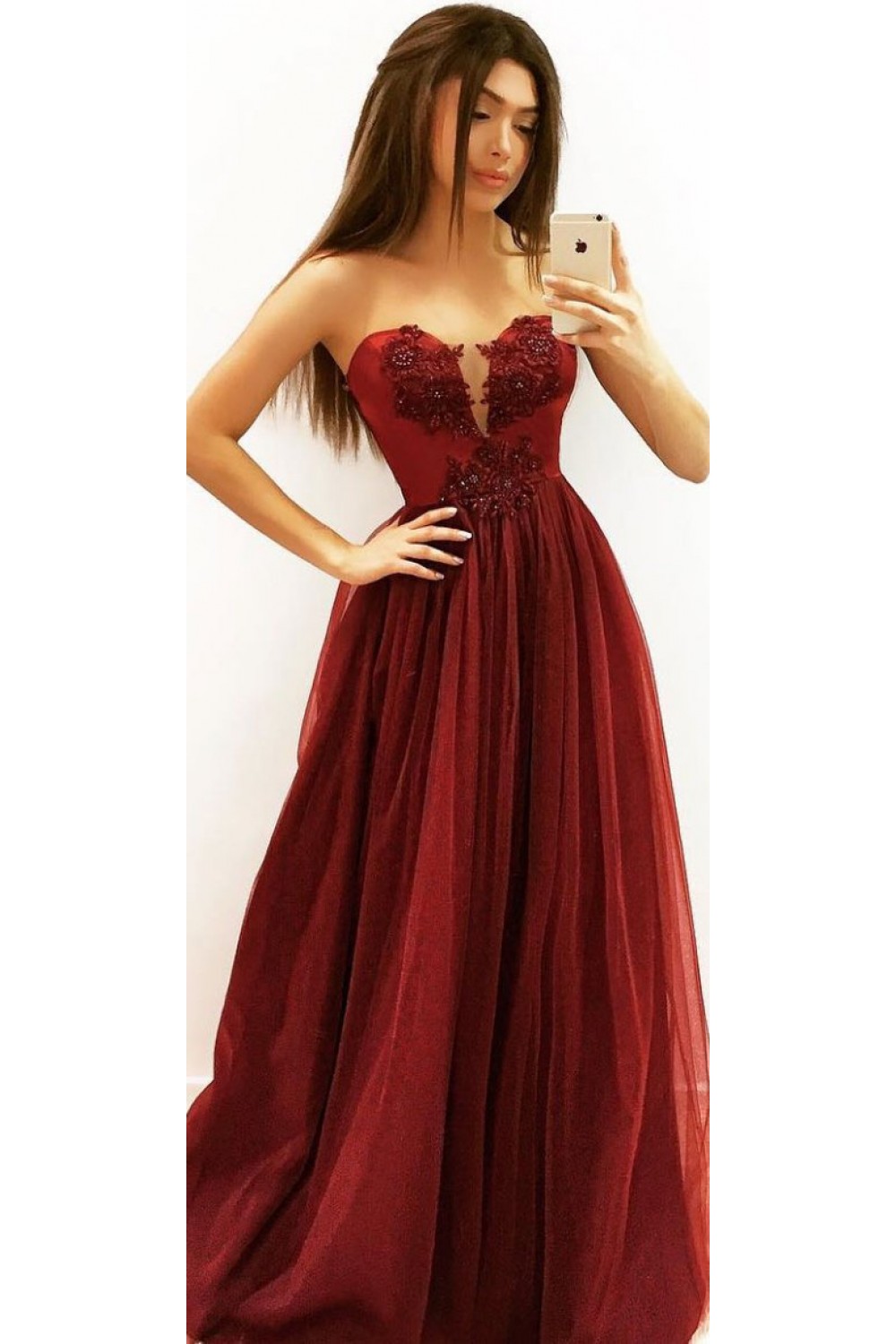 A-Line Beaded Lace Long Prom Dresses Formal Evening Gowns 6011556