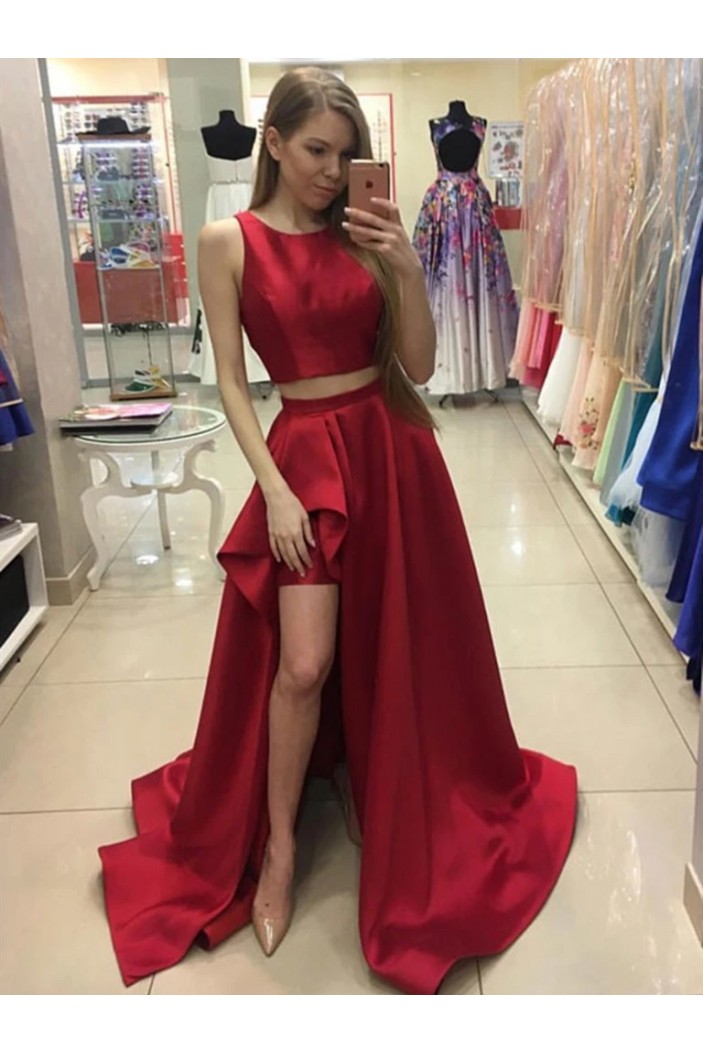 A-Line Two Pieces Long Prom Dresses Formal Evening Gowns 6011565