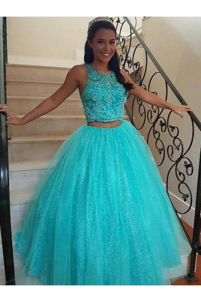 Ball Gown Sequins Two Pieces Long Prom Dresses Formal Evening Gowns 6011570