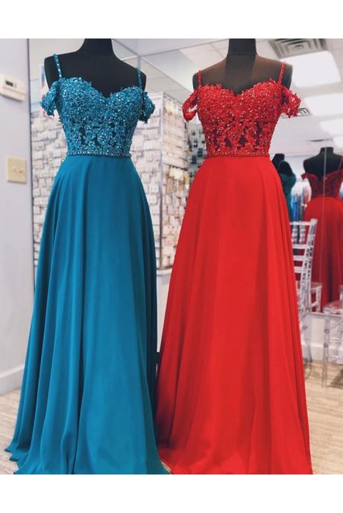A-Line Beaded Lace Off-the-Shoulder Long Prom Dresses Formal Evening Gowns 6011578