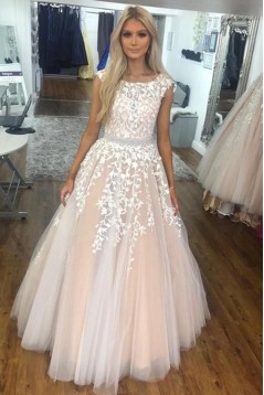 A-Line Beaded Lace Long Prom Dresses Formal Evening Gowns 6011636