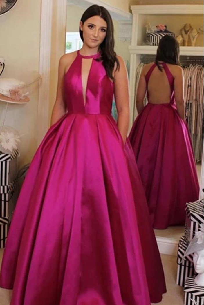 Ball Gown Satin Long Prom Dresses Formal Evening Gowns 6011648