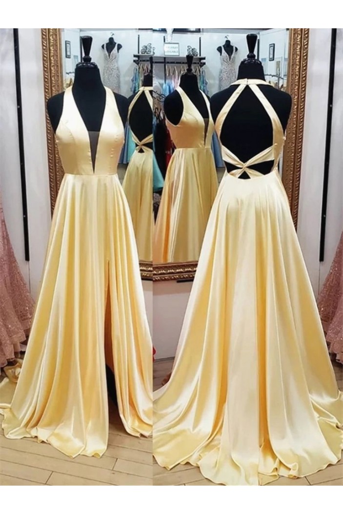 A-Line V-Neck Long Prom Dresses Formal Evening Gowns 6011657