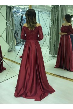 A-Line Off-the-Shoulder Lace Long Prom Dresses Formal Evening Gowns 601816