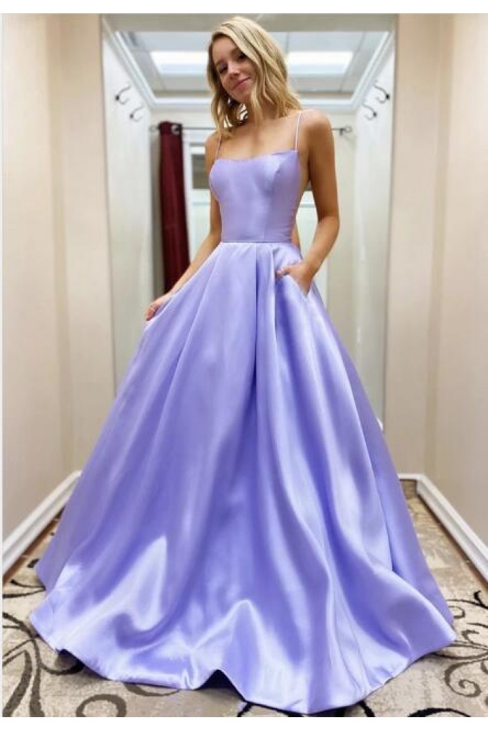 A-Line Spaghetti Straps Long Prom Dresses Formal Evening Gowns 601818