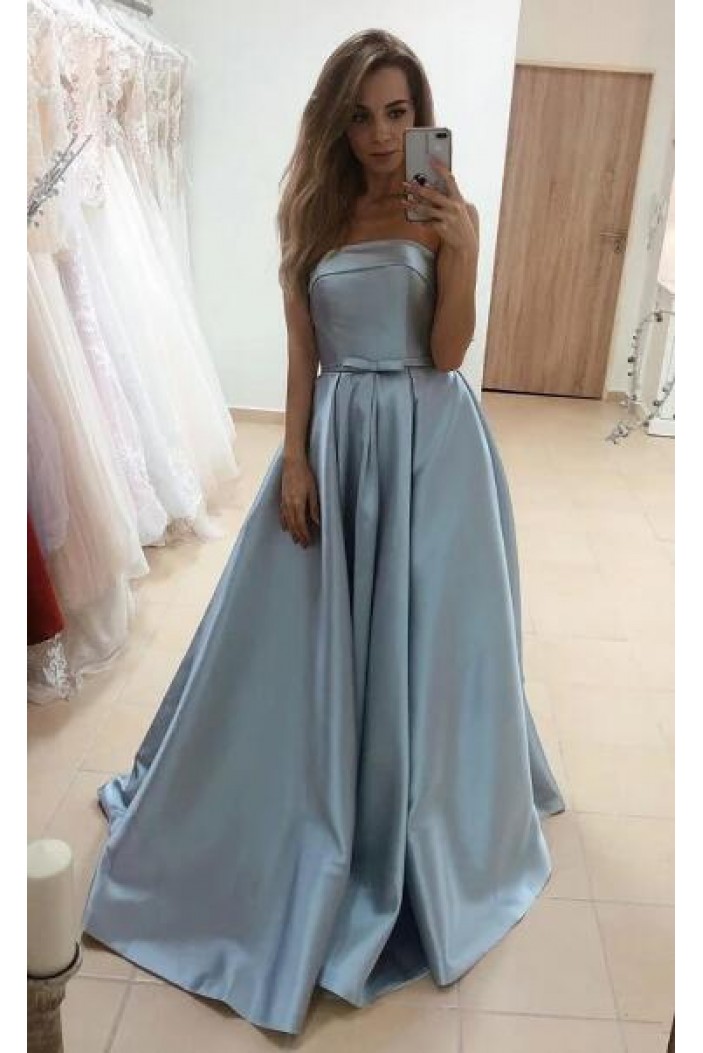 A-Line Strapless Long Prom Dresses Formal Evening Gowns 601837