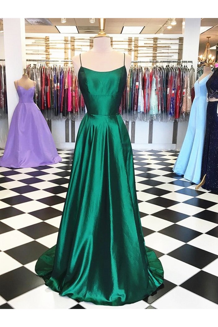 A-Line Spaghetti Straps Long Prom Dresses Formal Evening Gowns 601855