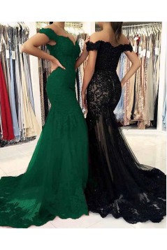 Mermaid Off-the-Shoulder Lace Long Prom Dresses Formal Evening Gowns 601880